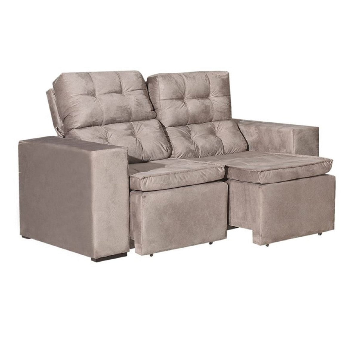 Sofá Bom Pastor Malibu Retrátil E Reclinável 2 Lugares Com Pillow Top Em Tecido Suede - Castor