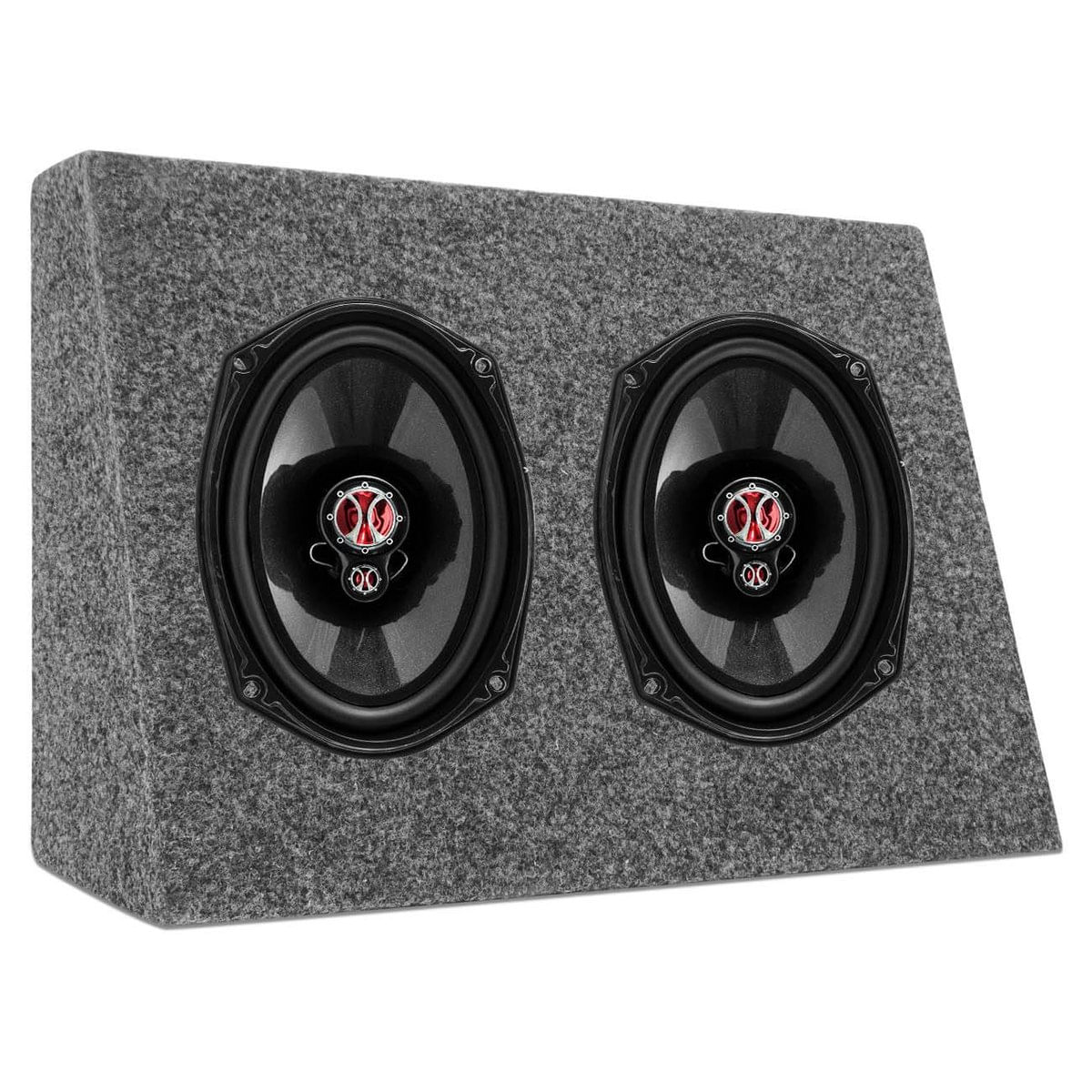 Caixa Som Selada 6X9 Mdf Carpete + Par Alto Falantes Foxer 6X9 Triaxial 100W Rms