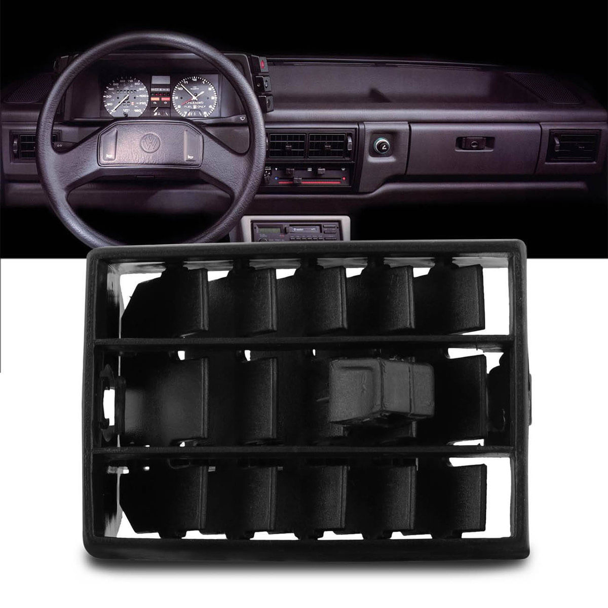 Difusor De Ar Painel Gol Saveiro Parati Voyage Quadrado 88 A 97 Preto Com Regulagem Direção Do Ar