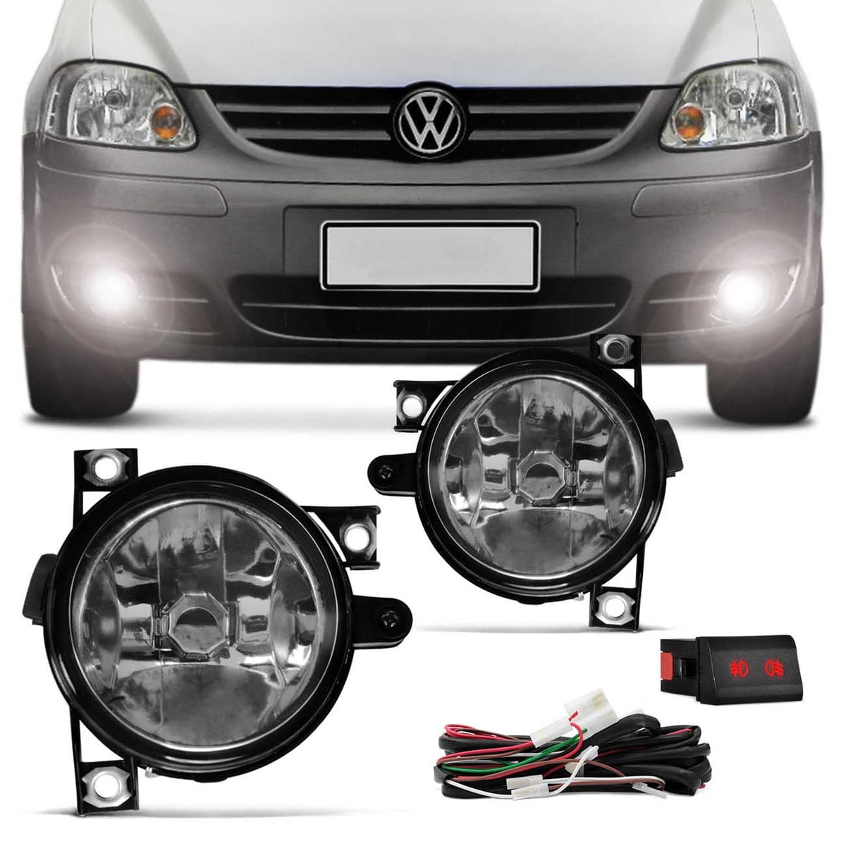 Kit Farol De Milha Fox 2003 A 2009 Crossfox 2005 A 2009 Spacefox 2006 A 2009 Auxiliar Neblina