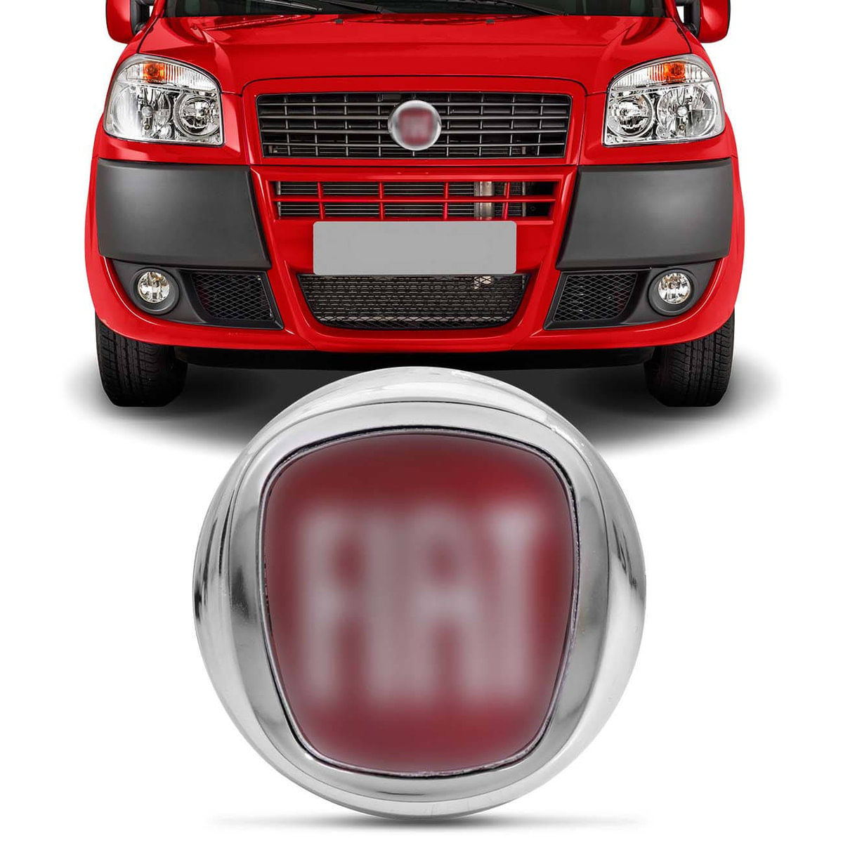 Emblema Fiat Grade Dianteira Tampa Traseira Doblo Idea Adventure Palio Fire Stilo Uno Mille Vermelho