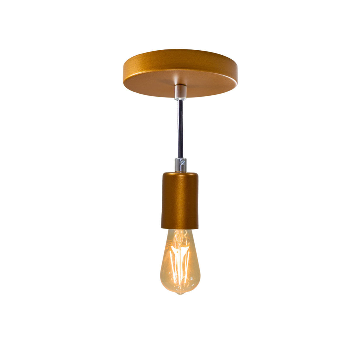 Pendente Tubo Cilindro Alumínio 10Cm Cobre + Filamento Carbono St64 220V St458