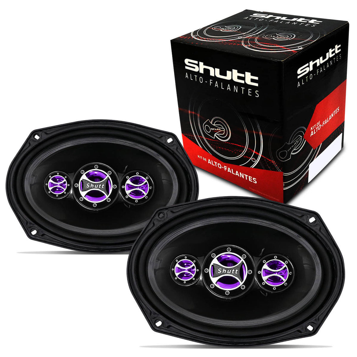 Alto Falante 6X9 Polegadas 160W Rms 4 Ohms Shutt Sh6916 Quadriaxial Bobina Simples Preto Par