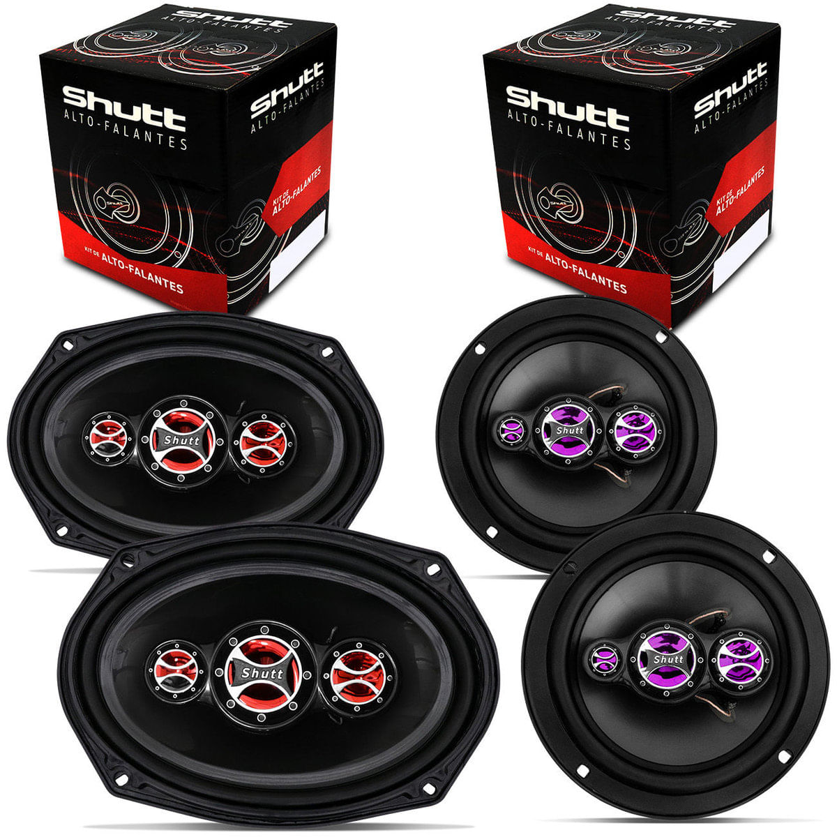 Kit Fácil Shutt Alto Falantes 6X9' Sh.6911 + Alto Falantes 6' Sh.601 440 Rms 4 Ohms Bobina Simples