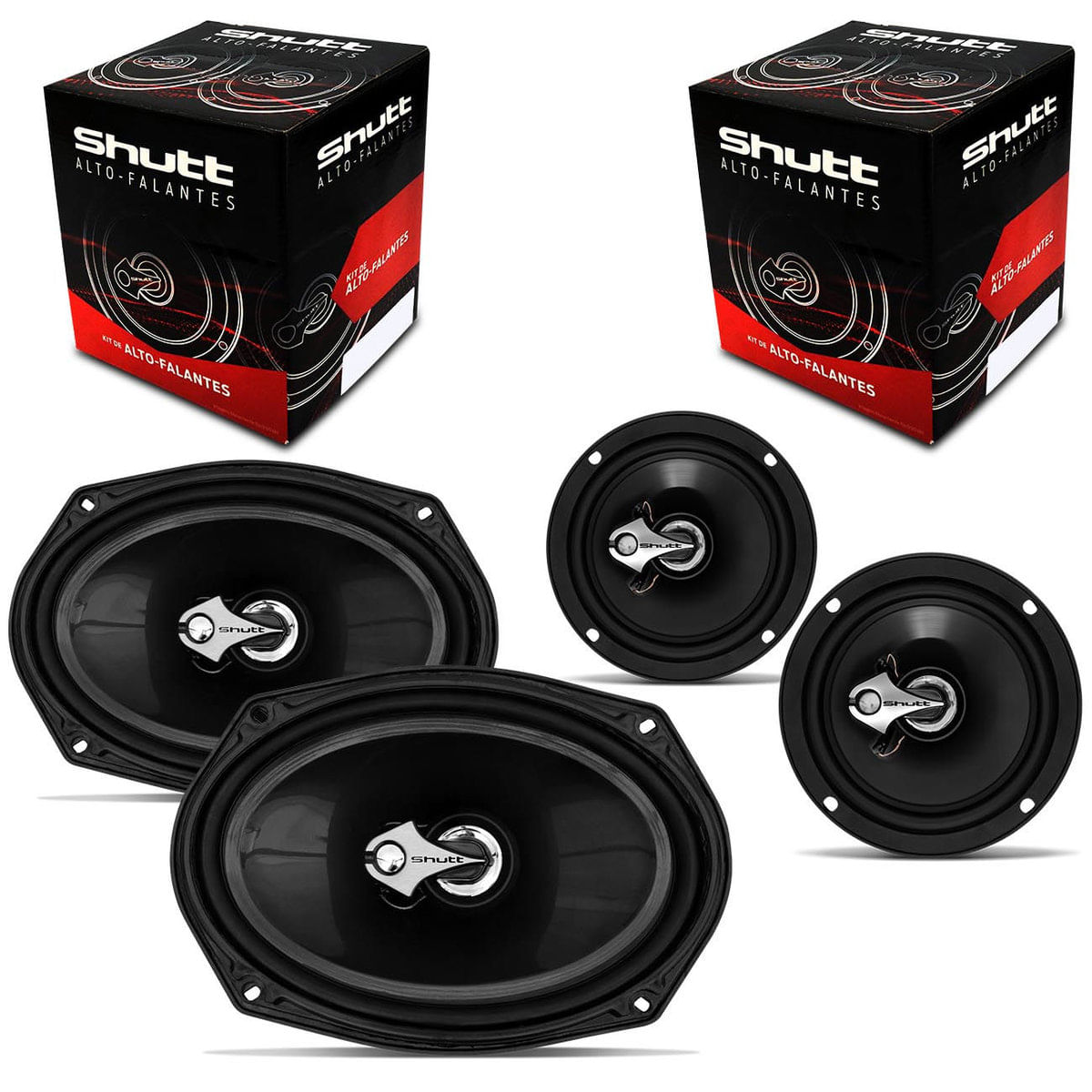 Kit Fácil Shutt Alto Falantes 6X9' Sh69g + Alto Falantes 6' Sh60g 380 Rms 4 Ohms Bobina Simples