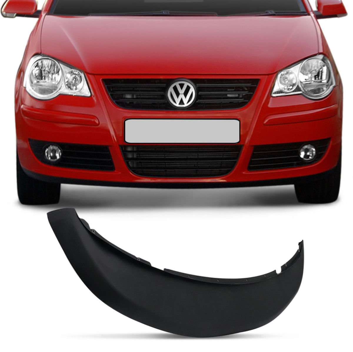 Saia Spoiler Para-Choque Dianteiro Polo Hatch Sedan 2007 2008 2009 2010 2011 2012 Preto