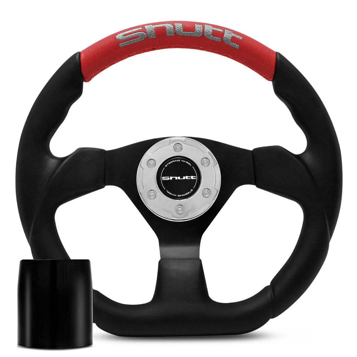 Volante Esportivo Shutt Srrb Preto E Vermelho Acionador De Buzina + Cubo Uno Tempra Fiorino 91 A 01