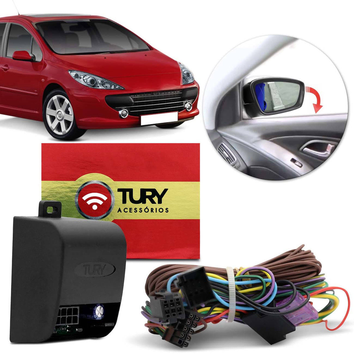 Módulo Rebatimento Retrovisor Elétrico Peugeot 307 02 A 12 Tury Park 1.59.0 Bq Tilt Down