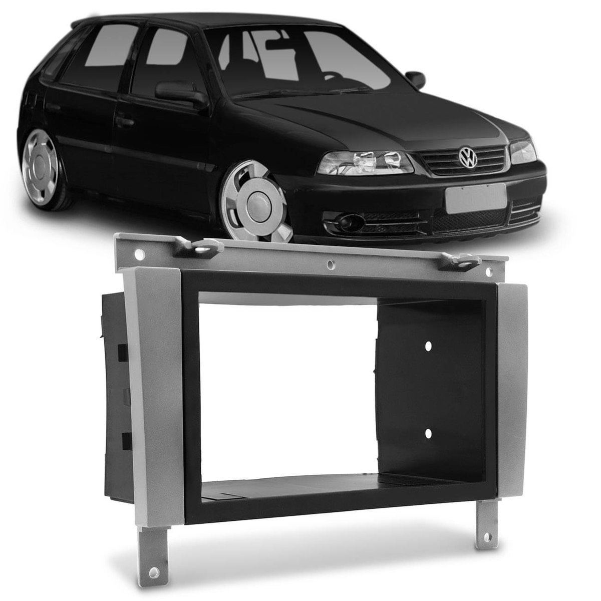 Moldura Do Painel 2 Din Chinês Gol Saveiro Parati G3 2000 A 2005 Cinza Para Dvd Multimídia