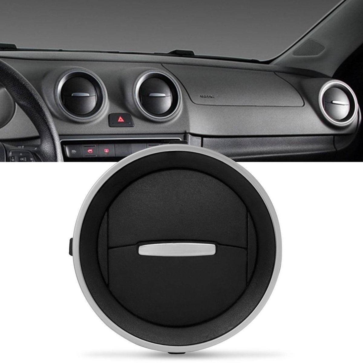 Difusor De Ar Painel Gol Voyage Saveiro G4 G5 G6 2006 A 2015 Preto Aro Prata Encaixe Sob Medida
