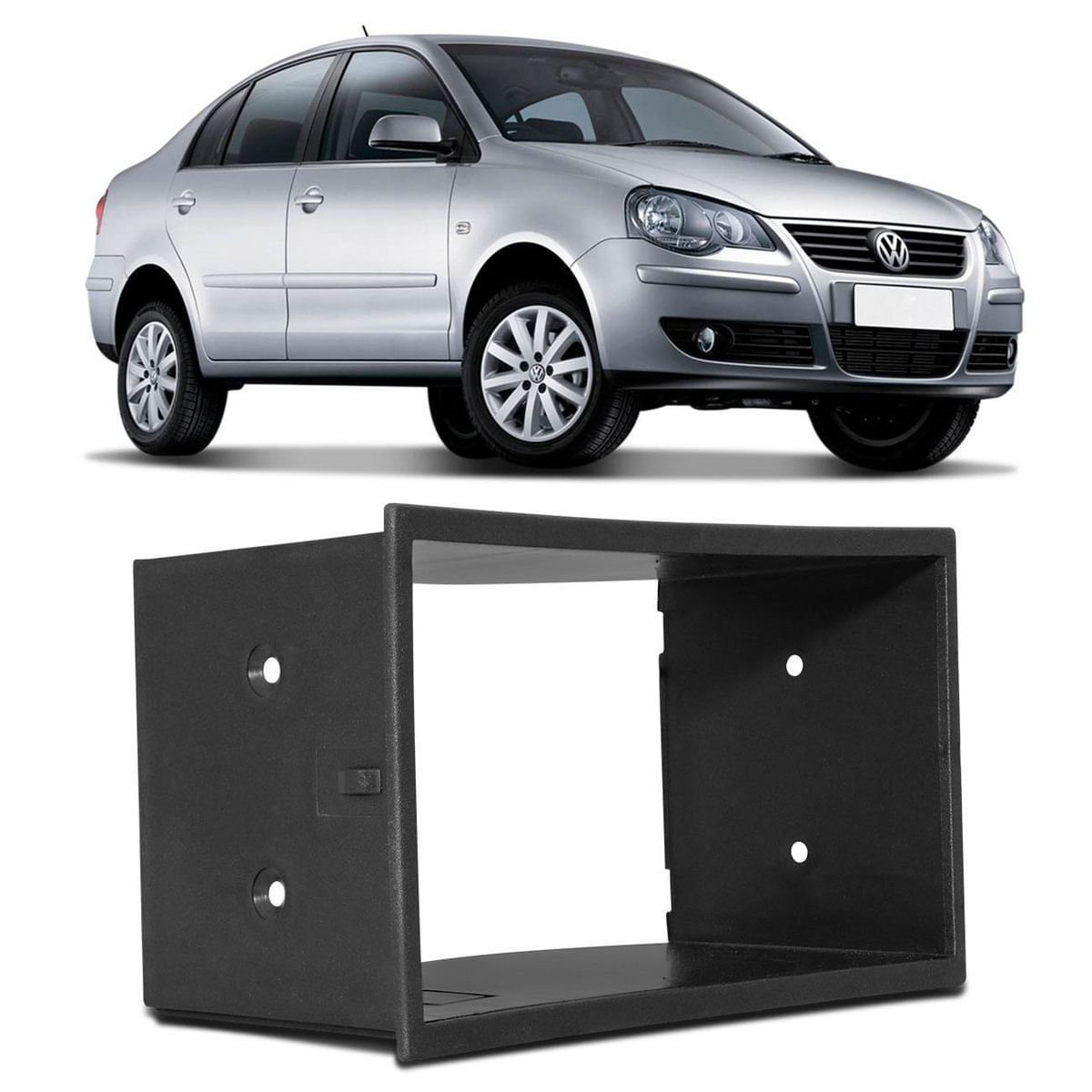 Moldura Painel 2 Din Chinês Polo Fox Crossfox Spacefox Bora Ecosport Fiesta Golf 1999 A 2013 Preto