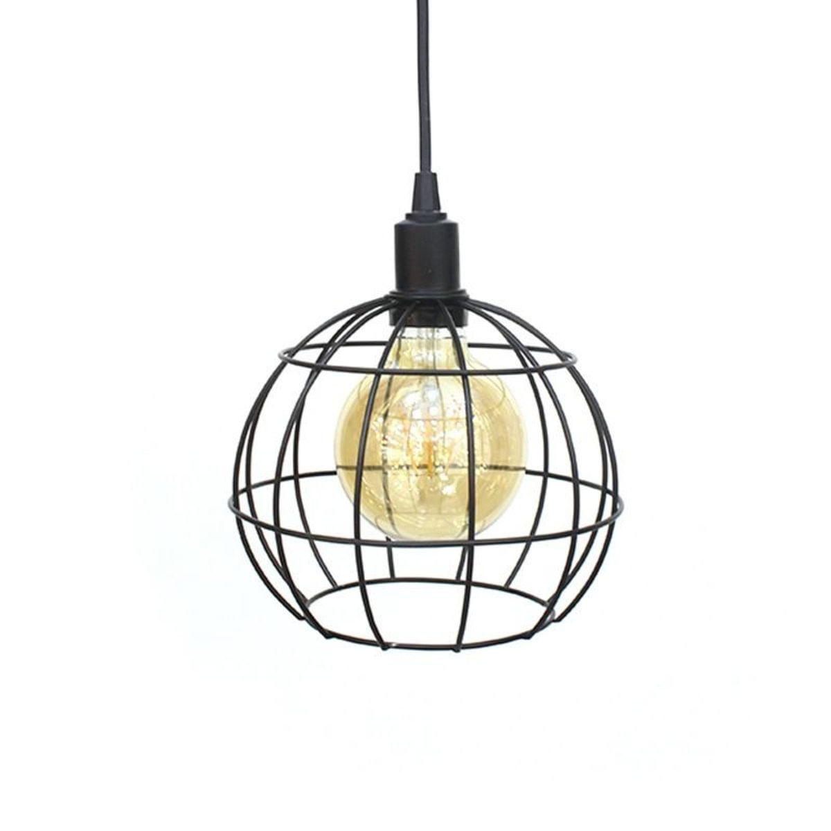 Pendente Em Metal Globo-P Preto Para 1 Lâmpada E27