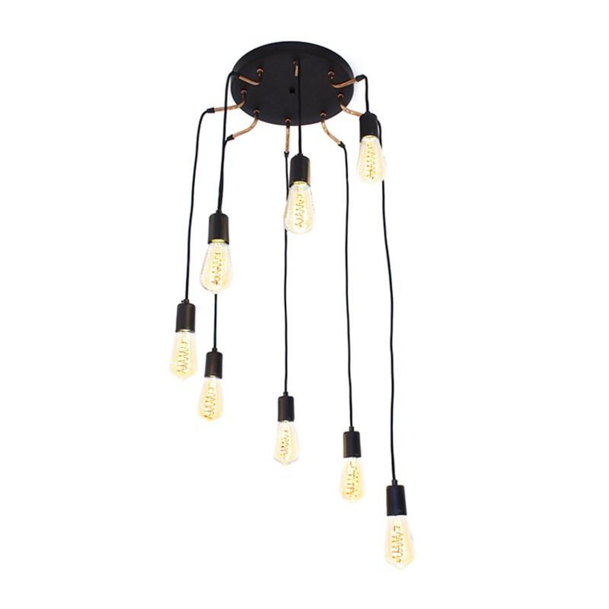Pendente Spider Preto E Cobre Para 8 Lâmpadas E27