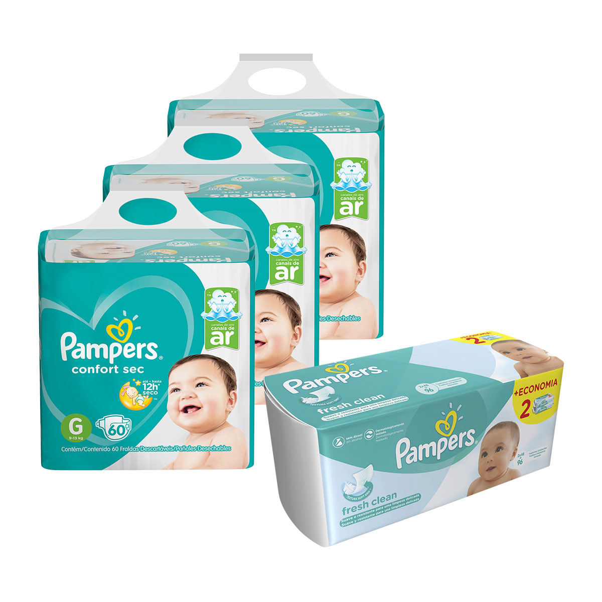 B1-3-5244196-1-9849009_Kit-Pampers---Fralda-G-Confort-Sec-Super-180-UN---Lenco-Umedecido-Fresh-Clean-96-UN_1_Zoom