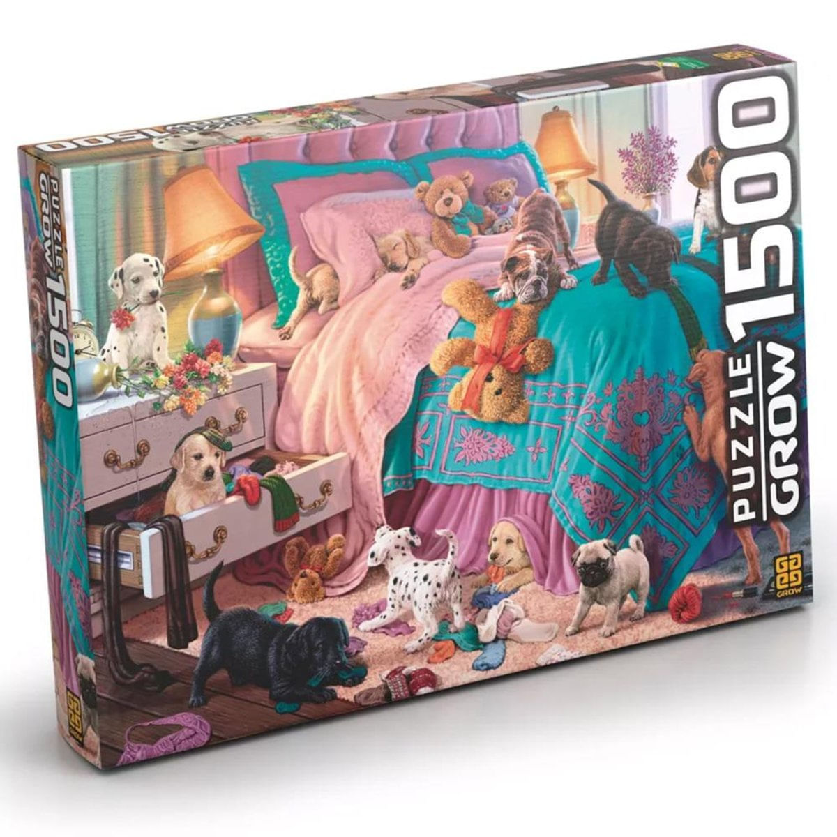 Quebra Cabeça Puzzle 1500 Peças Filhotes Em Ação 3460 - Grow