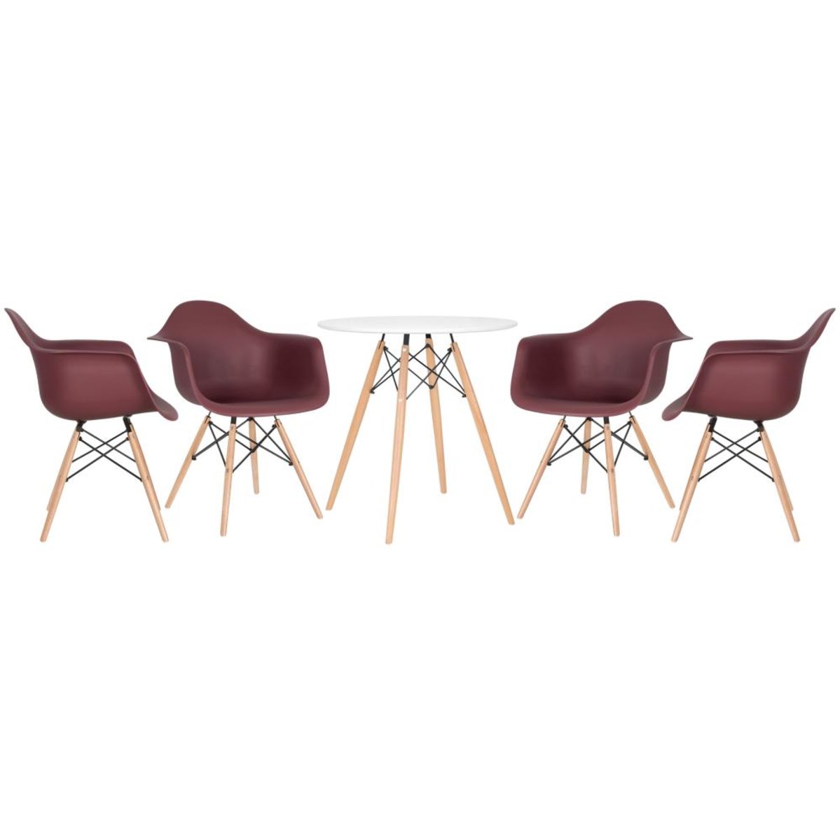 Mesa branco com cadeiras marrom