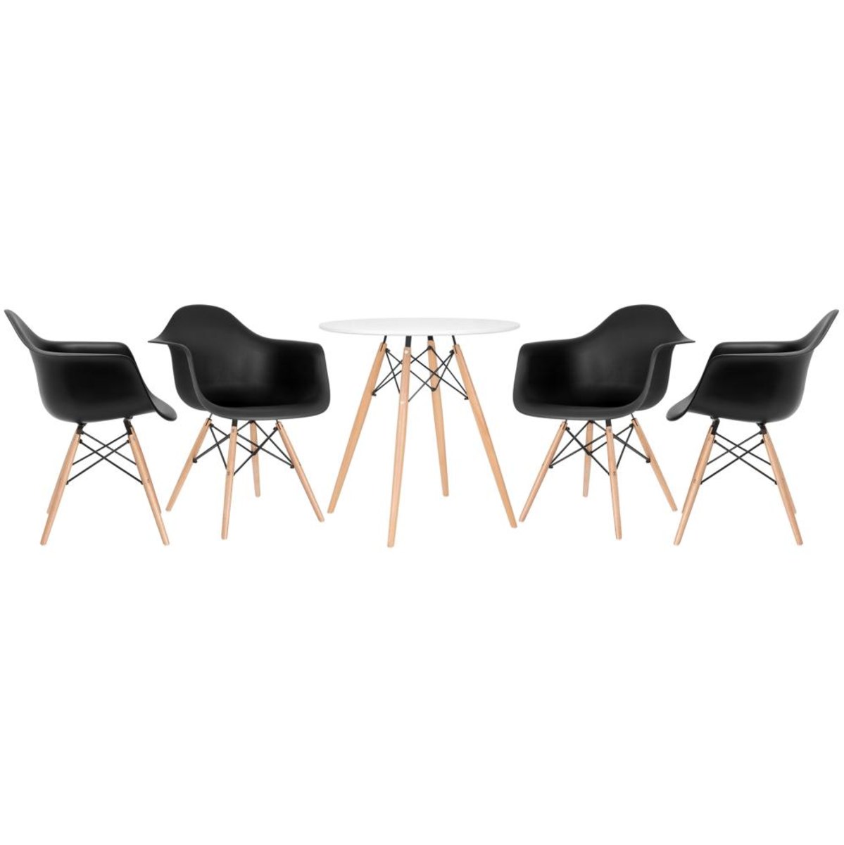 Mesa branco com cadeiras preto