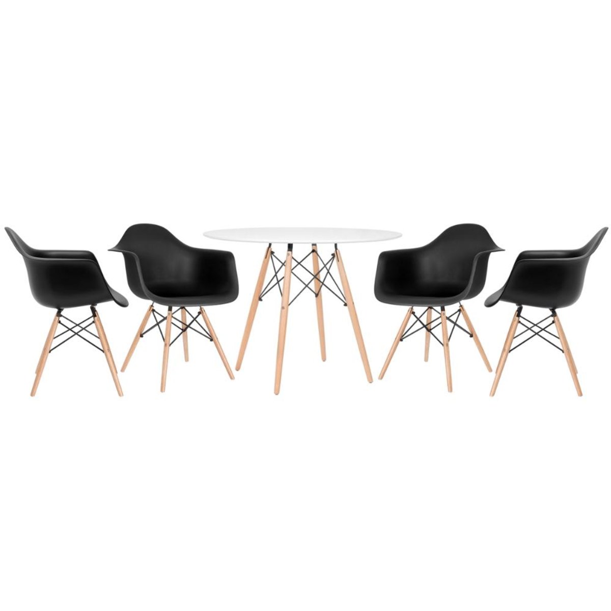 Mesa branco com cadeiras preto