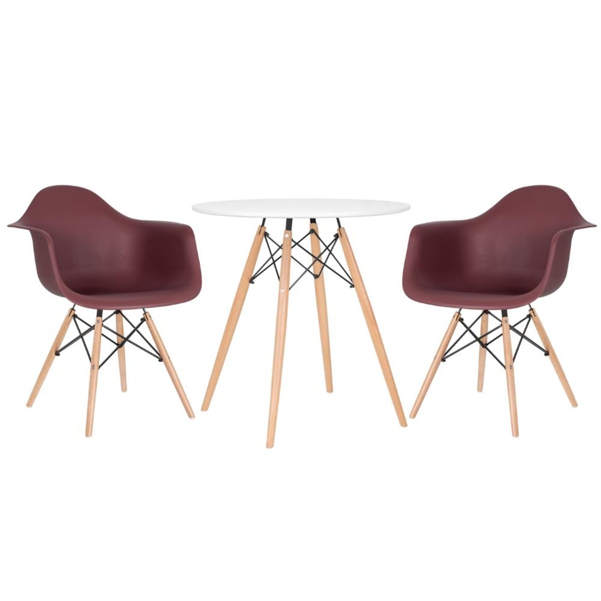 Mesa branco com cadeiras marrom