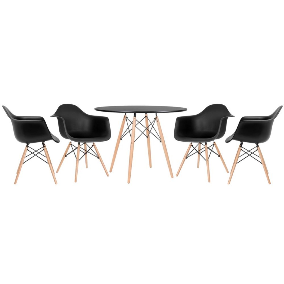 Mesa preto com cadeiras preto