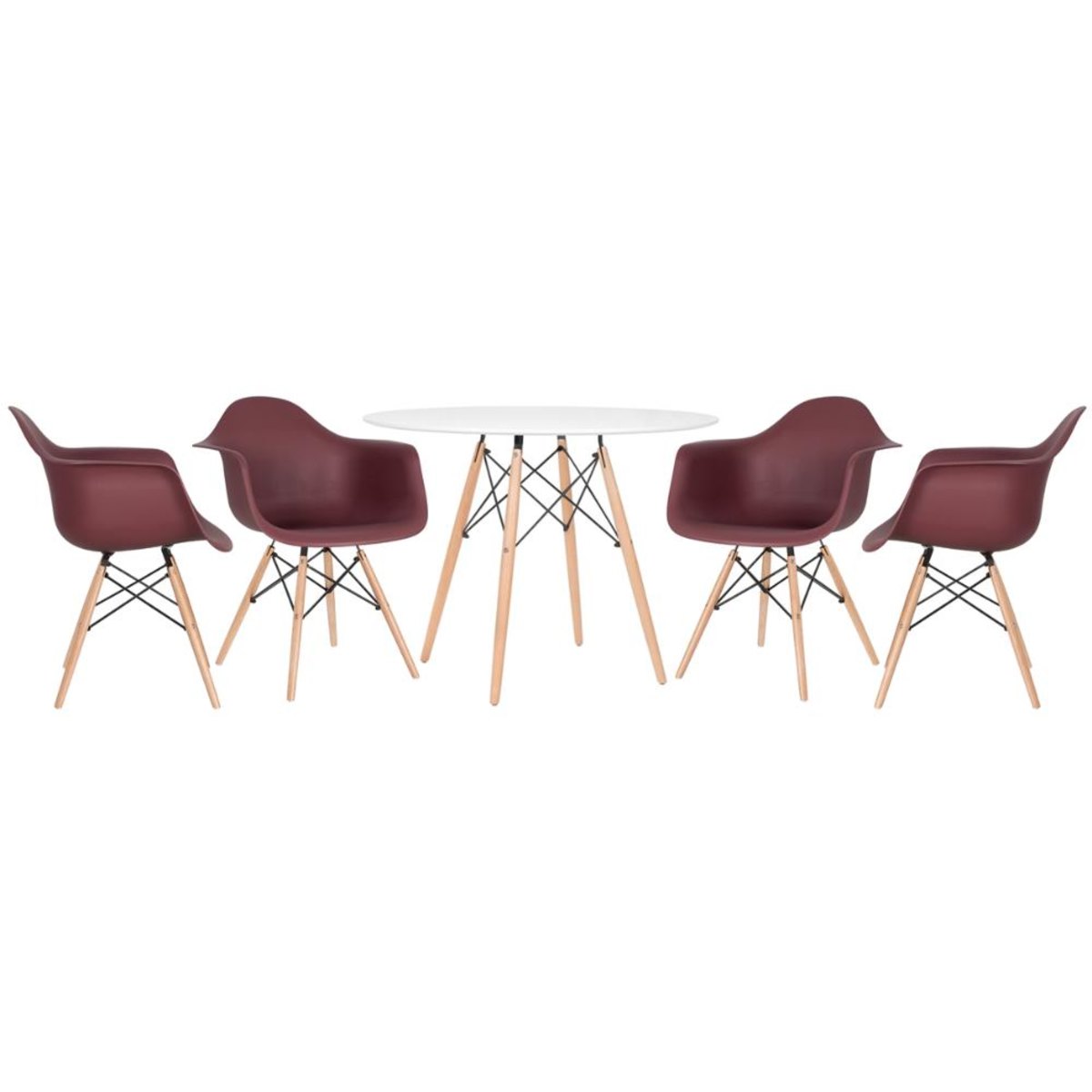 Mesa branco com cadeiras marrom