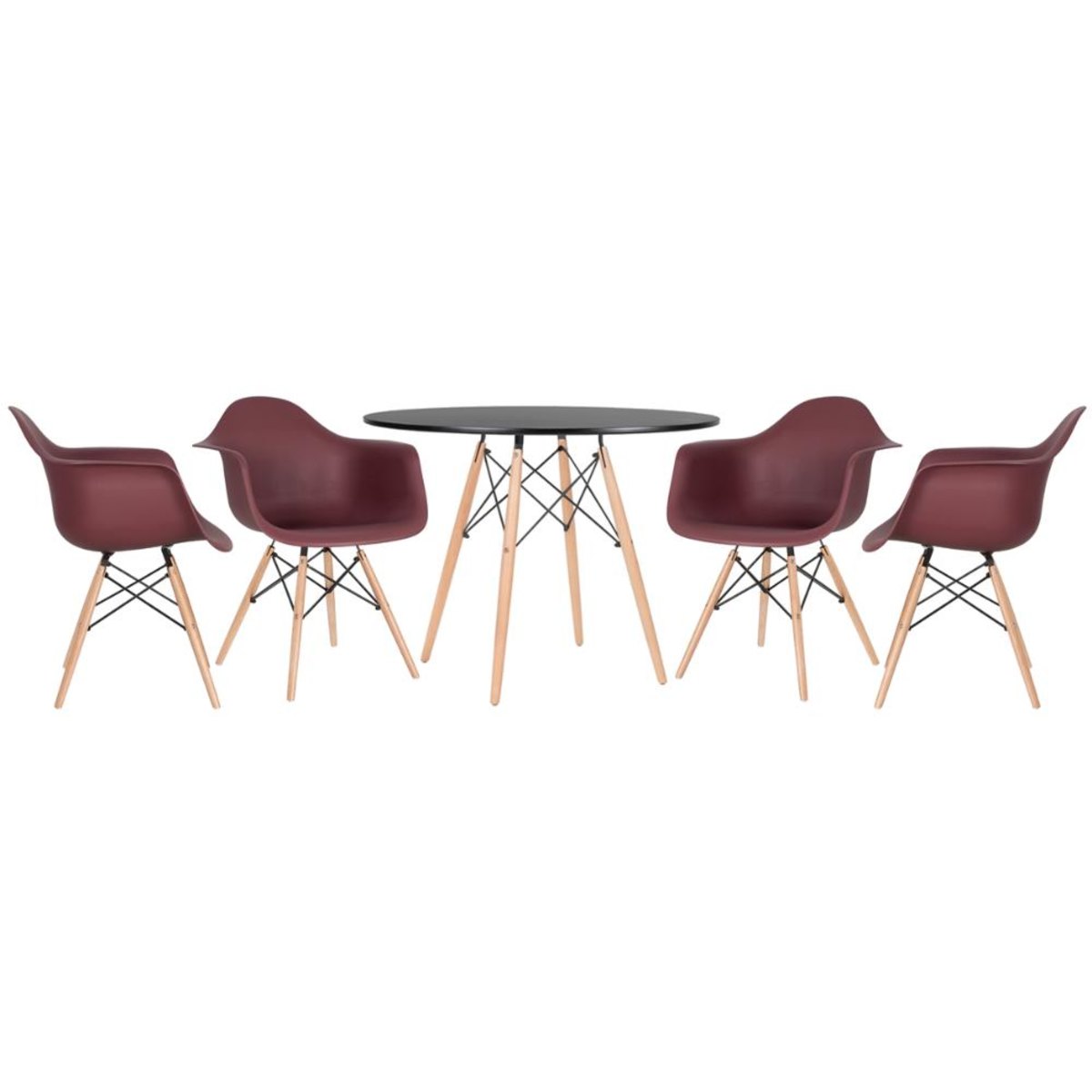 Mesa preto com cadeiras marrom
